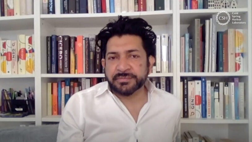 photo of Siddhartha Mukherjee virtually discussing his book The Gene